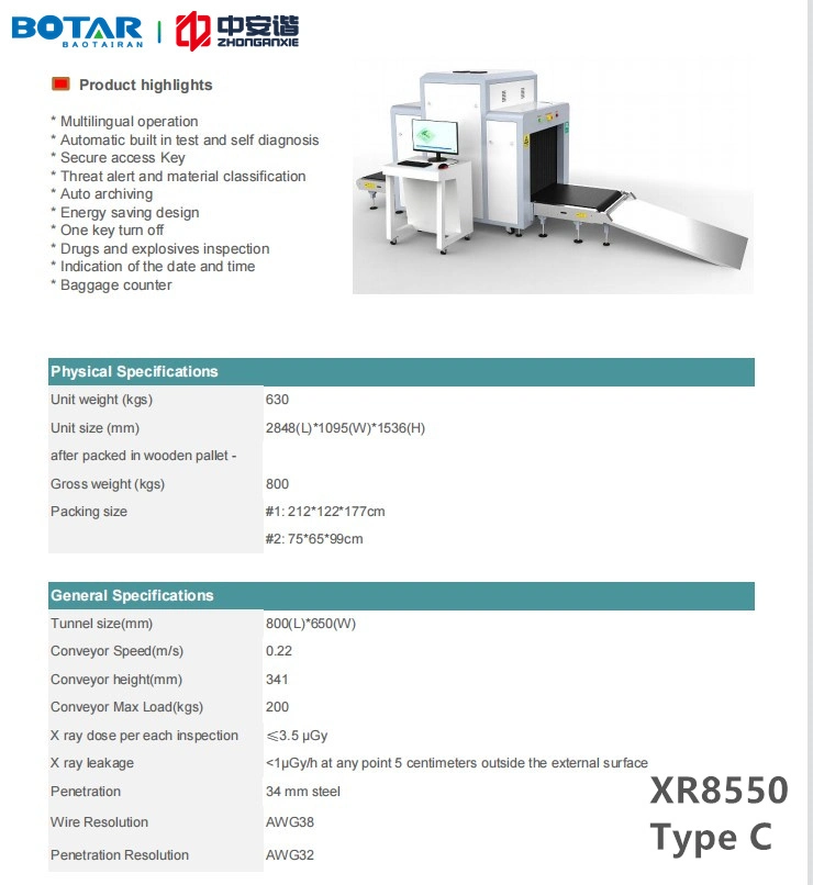 Big Size Portable Airport Package Security X Ray Cargo Scanner System Machine